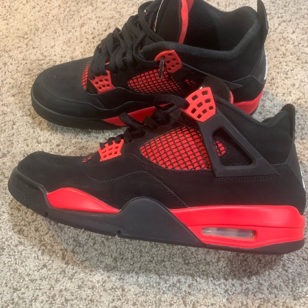 Jordan Men's Black and Red Mesh Sneakers - Picture 2 of 5